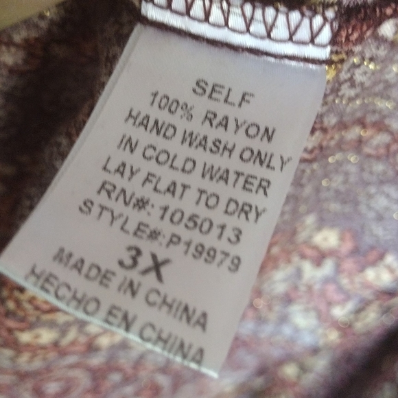 Floral Print V-Neck Women's Blouse in Brown and Cream - Picture 13 of 13